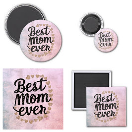 Imán Golden Hearts Script de moda Mejor Mamá Moderna