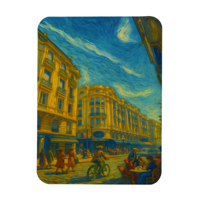 Imán Golden Mediterranean City Vibes – Vibrant Urban Ar (Vertical)