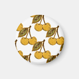 Imán Golden Metallic Cherries Pattern