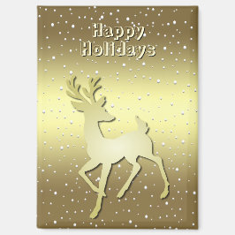 Imán Golden Reindeer Snowy Holiday Magnet