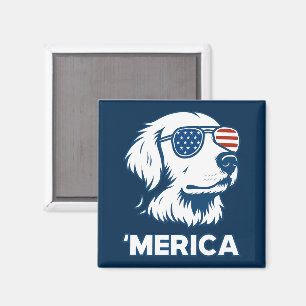 Imán Golden Retriever 4 De Julio Merica