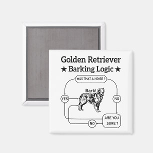 Imán Golden Retriever Barking Logic Funny Dog Sarcastic