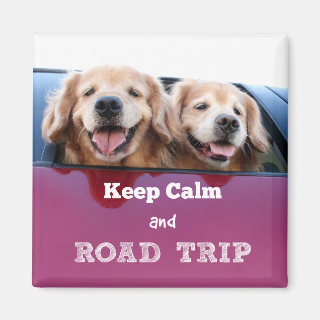 Imán Golden Retriever Calm and Road Trip (Frente)