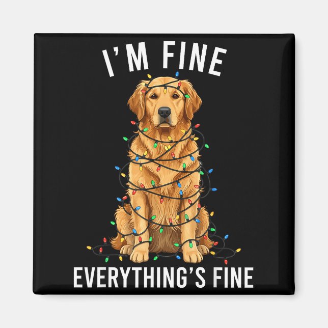 Imán Golden Retriever Christmas I'm Fine Everything Is  (Frente)