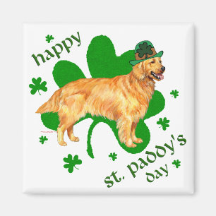 Imán Golden Retriever Día de San Patricio