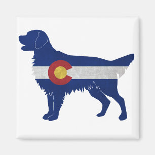 Imán Golden Retriever Dog Rama Bandera Colorado