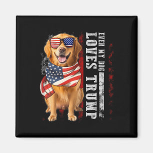 Imán Golden Retriever Hasta My Dog ama a Trump Funny
