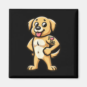 Imán Golden Retriever I Love Dad Funny Dog Tattoo _1