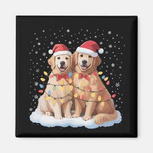 Imán Golden Retriever Navidad Sombrero de Santa Reno