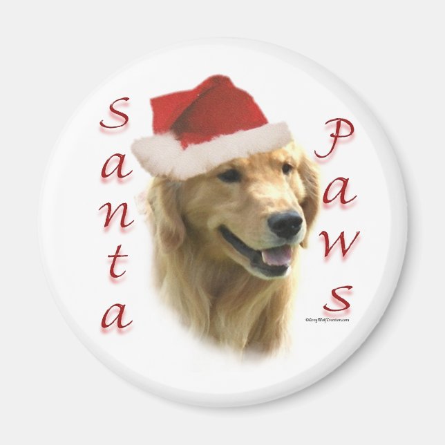Imán Golden Retriever Santa Paws (Frente)