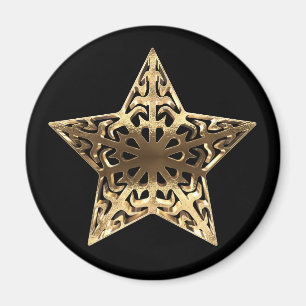 Imán Golden Star Black and Gold Elegant Metallic