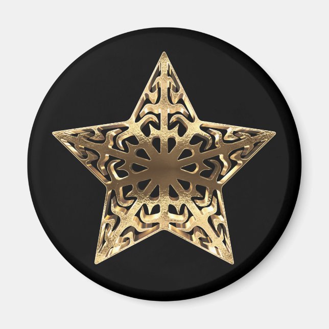 Imán Golden Star Black and Gold Elegant Metallic (Frente)
