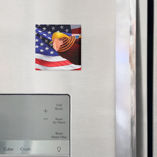 Imán Golden Trump Bird USA Flag Square Magner (In situ (nevera))