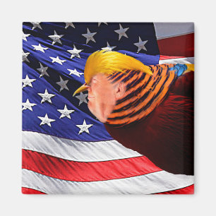 Imán Golden Trump Bird USA Flag Square Magner
