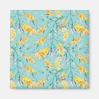 Imán Golden Wattle Branch in Blue