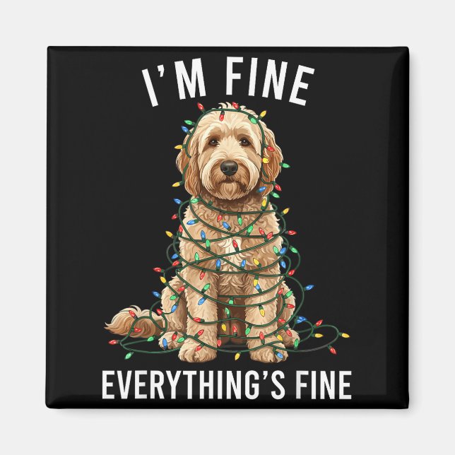 Imán Goldendoodle Christmas I'm Fine Everything Is Fine (Frente)