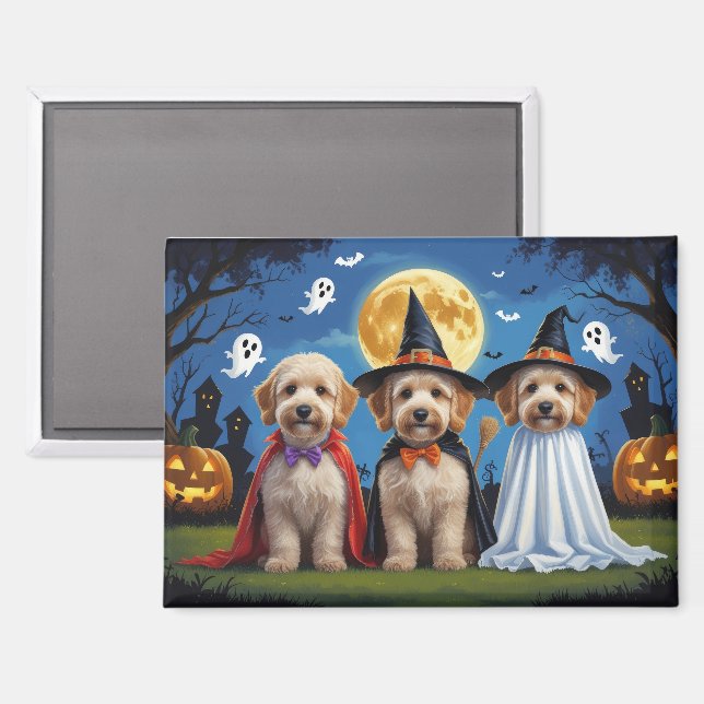 Imán Goldendoodle Dogs Pumpkin Halloween Funny (Anverso/Reverso)
