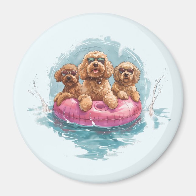 Imán Goldendoodle Dogs Verano Pineapple Float (Frente)