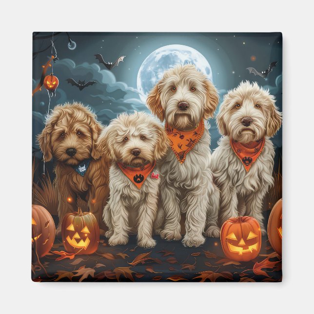 Imán Goldendoodle Halloween Spooky (Frente)