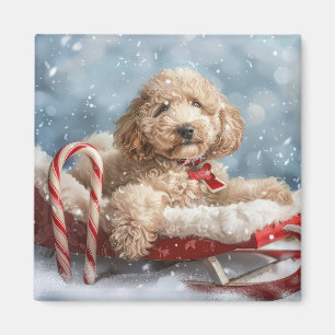 Imán Goldendoodle perro navideño festivo