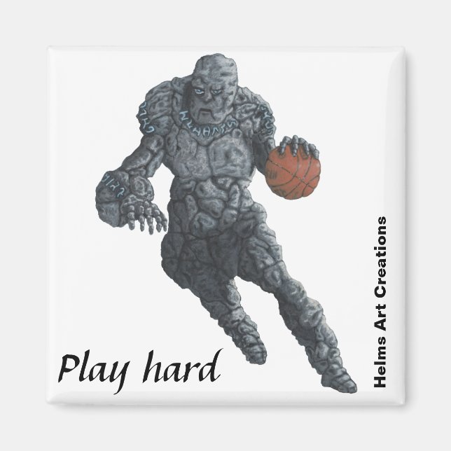 Imán Golem Jugando al Basketball Fantasy Art Magnet (Frente)