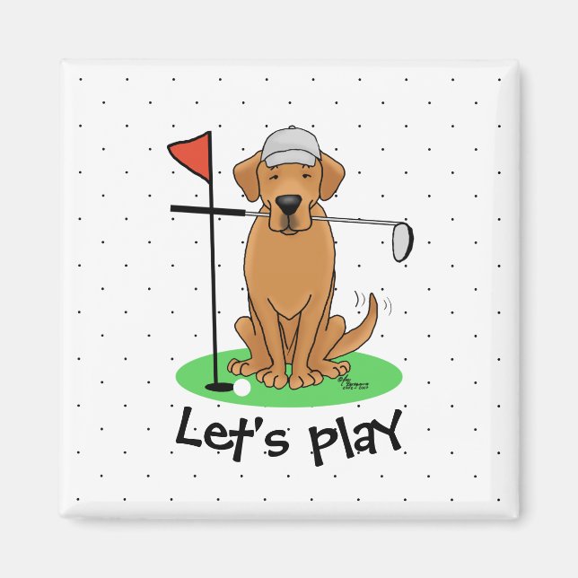 Imán Golf Amarillo Labrador Recuperador (yel 5) Perro - (Frente)