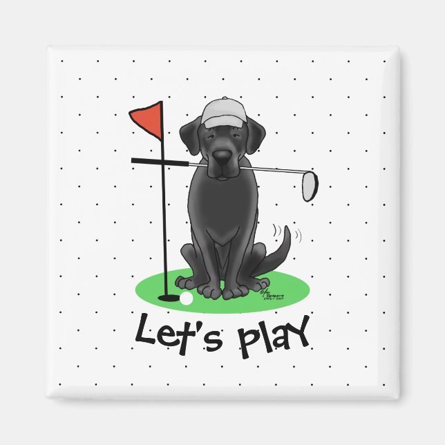 Imán Golf Black Labrador Recuperever Dog - Cute (Frente)