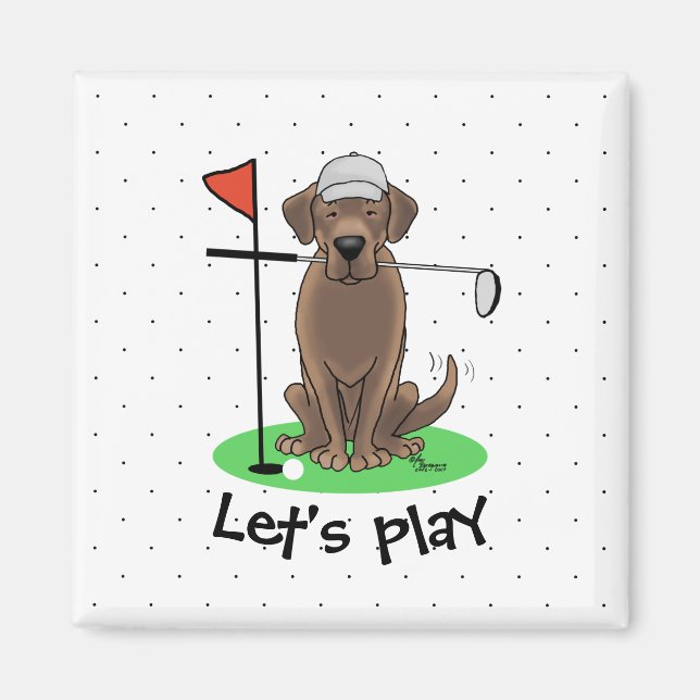 Imán Golf Chocolate Labrador Retriever Dog - Cute (Frente)