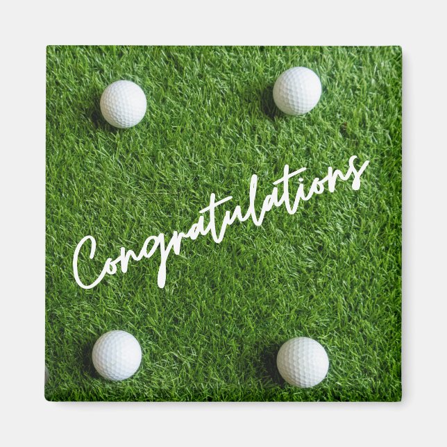 Imán Golf Felicitaciones bolas de césped verde (Frente)