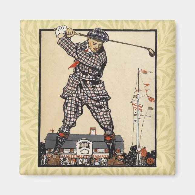 Imán Golf Golfista Vintage Antiguo Golf (Frente)