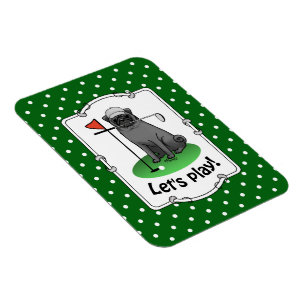 Imán Golf Pug Jugando Golf (negro) Cute Dog Funny