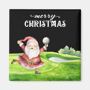 Imán Golf Santa Claus con bolas de golf en verde