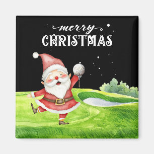 Imán Golf Santa Claus con bolas de golf en verde