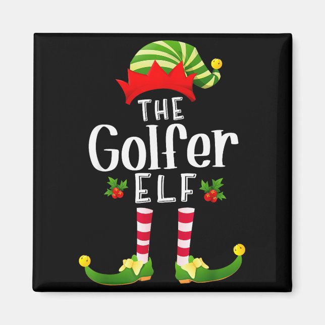 Imán Golfer Christmas Elf Matching Pajama X-mas Party  (Frente)