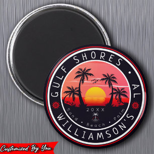 Imán Golfo Costero Alabama Retro Sunset Souvenirs 80
