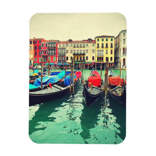 Imán Góndolas En El Gran Canal, Venecia, Italia. Retro (Vertical)