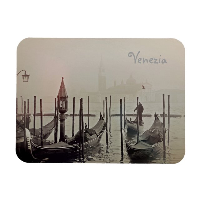 Imán Góndolas en la niebla, Venecia, Italia (Horizontal)