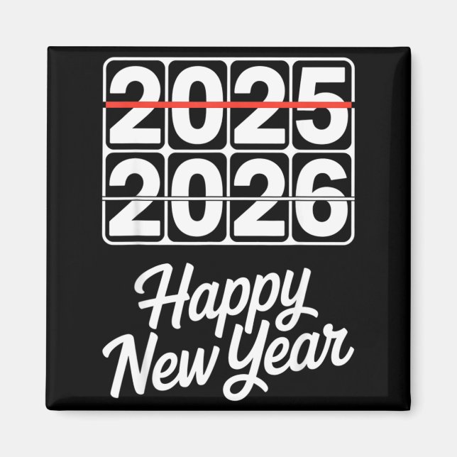 Imán Goodbye 2025 Hello 2026 Clock Happy New Year Party (Frente)