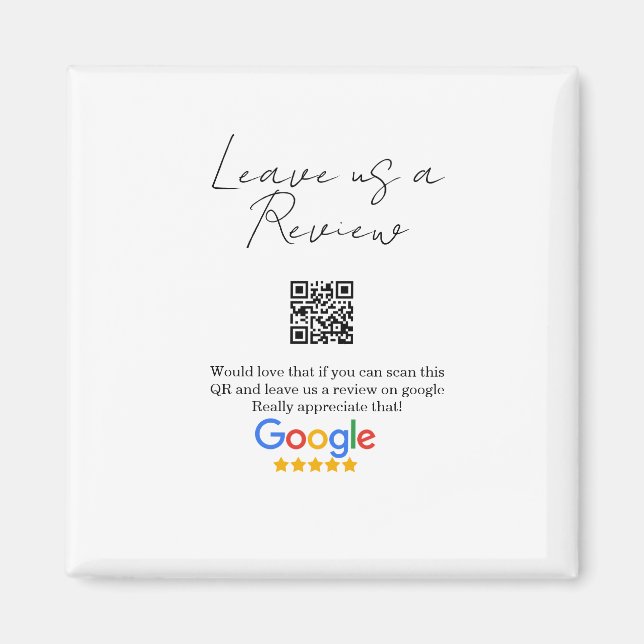 Imán Google review business logo Scan QR review (Frente)