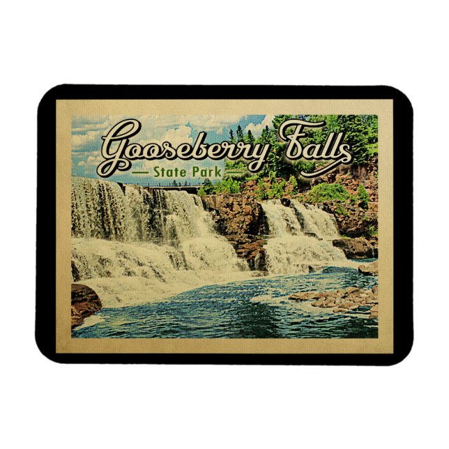 Imán Gooseberry Falls Parque Estatal Vintage Travel (Horizontal)