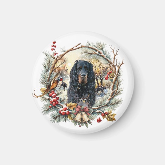 Imán Gordon Setter Christmas Joy – Seasonal Dog Art (Frente)