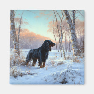 Imán Gordon Setter Deja que nieve Navidad