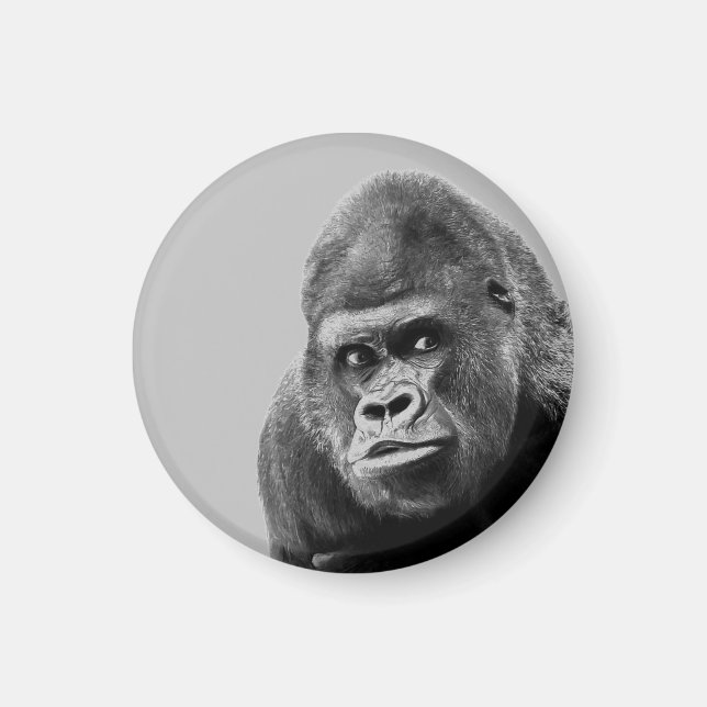 Imán Gorilla blanca negra (Frente)