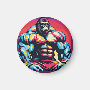 Imán Gorilla Bodybuilder Lifter Pop Art Personalizado