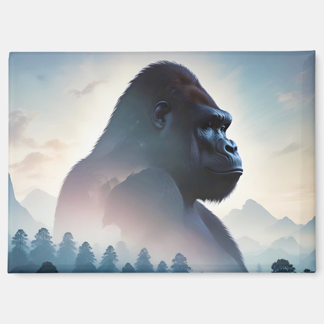 Imán Gorilla Doble exposición Naturaleza animal (Anverso)