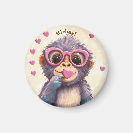 Imán Gorilla Valentine's Day Heart Badge - Kids School