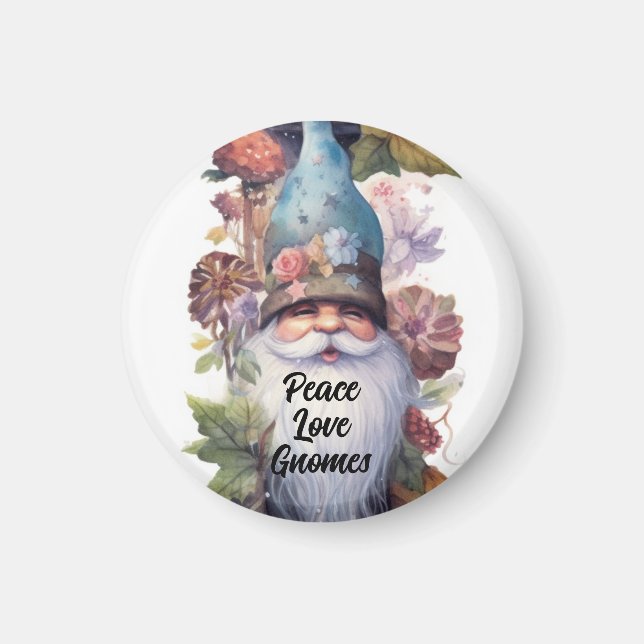 Imán Gorra azul lindo gnome Peace Gnomes (Frente)