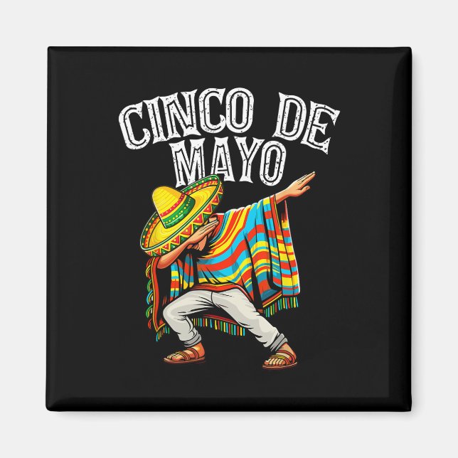 Imán Gorra Cinco De Mayo Dabbing Mexicano Poncho Sombre (Frente)