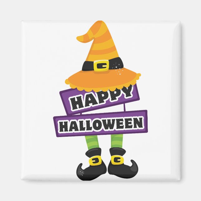 Imán Gorra de brujas y Halloween de pies (Frente)