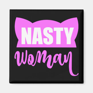Imán Gorra de gato rosa rosado de una mujer desagradabl